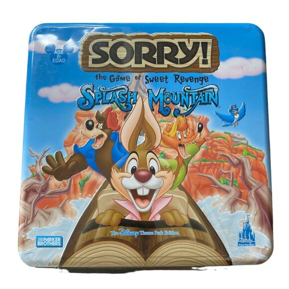 Disney Splash Mountain Sorry Board Game Metal Tin Collectible Parker Brothers